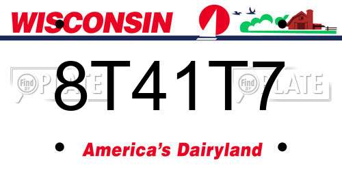 8T41T7 Wisconsin License Plate