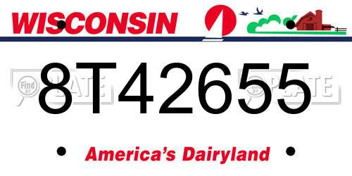 8T42655 Wisconsin License Plate