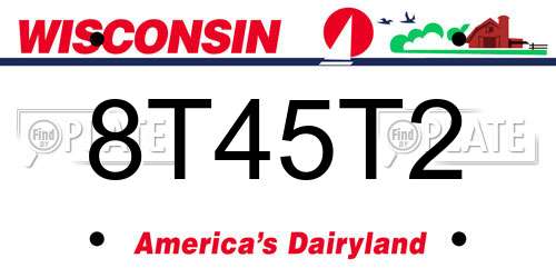 8T45T2 Wisconsin License Plate