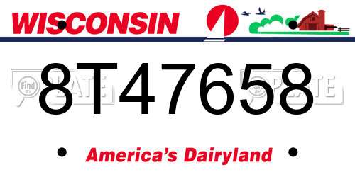 8T47658 Wisconsin License Plate