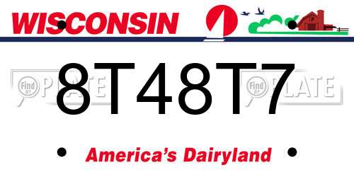 8T48T7 Wisconsin License Plate
