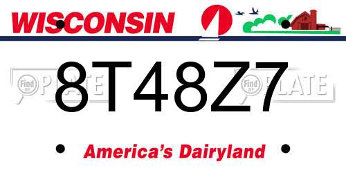 8T48Z7 Wisconsin License Plate