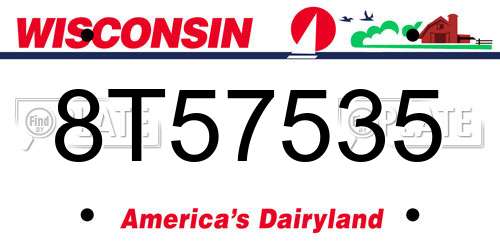 8T57535 Wisconsin License Plate