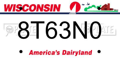 8T63N0 Wisconsin License Plate