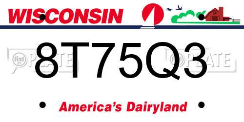 8T75Q3 Wisconsin License Plate