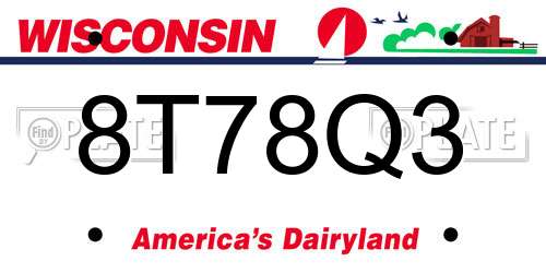 8T78Q3 Wisconsin License Plate