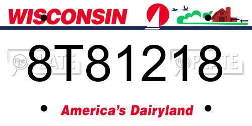 8T81218 Wisconsin License Plate