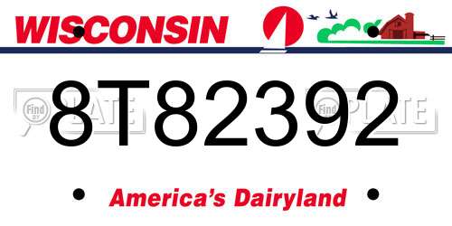 8T82392 Wisconsin License Plate