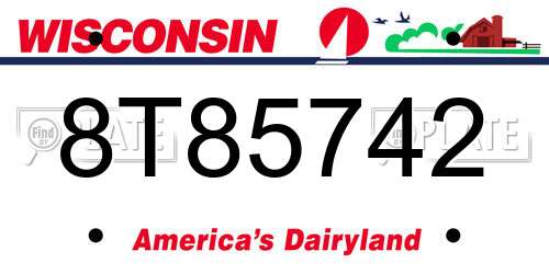 8T85742 Wisconsin License Plate