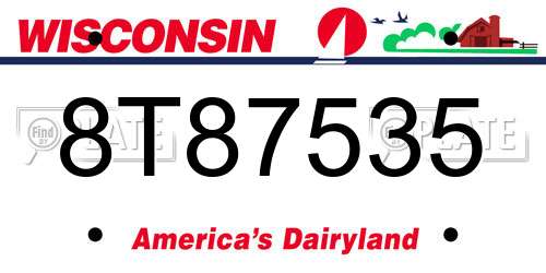 8T87535 Wisconsin License Plate