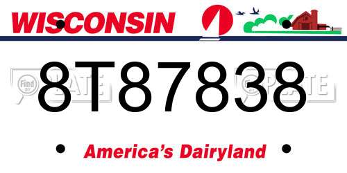 8T87838 Wisconsin License Plate
