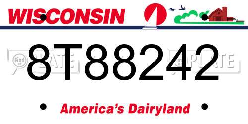 8T88242 Wisconsin License Plate