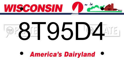 8T95D4 Wisconsin License Plate