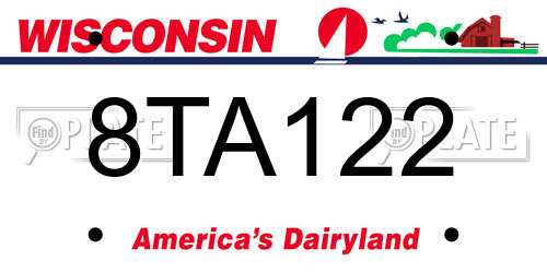8TA122 Wisconsin License Plate
