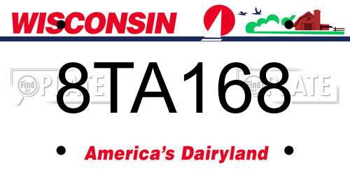 8TA168 Wisconsin License Plate