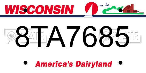 8TA7685 Wisconsin License Plate