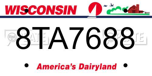 8TA7688 Wisconsin License Plate