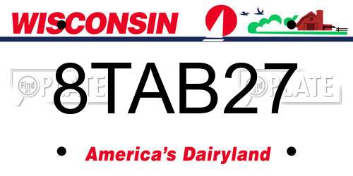 8TAB27 Wisconsin License Plate