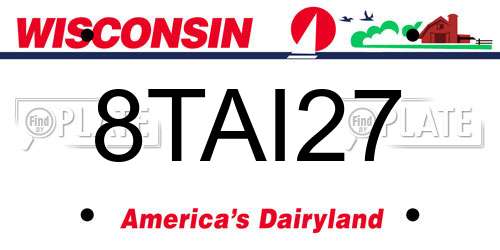 8TAI27 Wisconsin License Plate