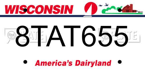 8TAT655 Wisconsin License Plate