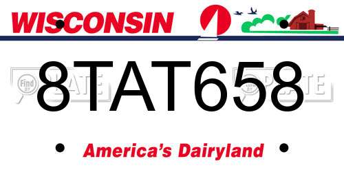 8TAT658 Wisconsin License Plate