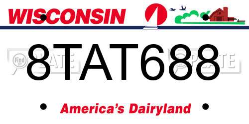 8TAT688 Wisconsin License Plate