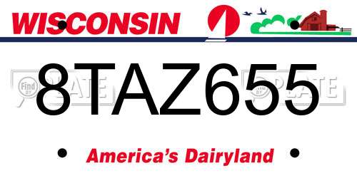 8TAZ655 Wisconsin License Plate