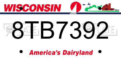8TB7392 Wisconsin License Plate