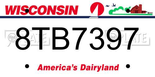 8TB7397 Wisconsin License Plate