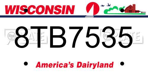8TB7535 Wisconsin License Plate