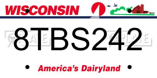 8TBS242 Wisconsin License Plate