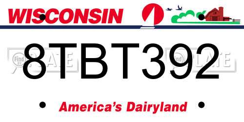 8TBT392 Wisconsin License Plate