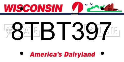 8TBT397 Wisconsin License Plate