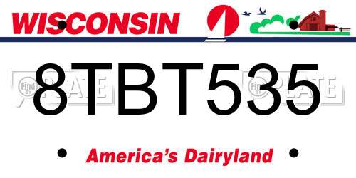 8TBT535 Wisconsin License Plate