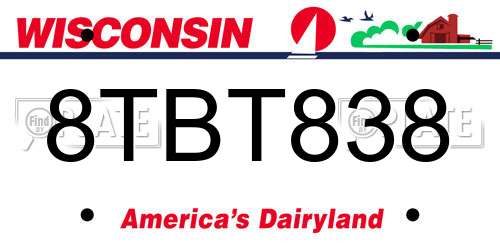 8TBT838 Wisconsin License Plate