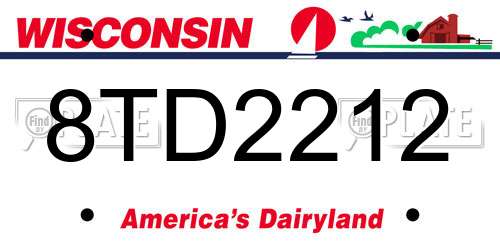 8TD2212 Wisconsin License Plate