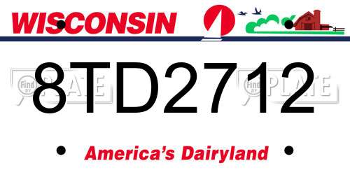 8TD2712 Wisconsin License Plate