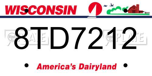 8TD7212 Wisconsin License Plate