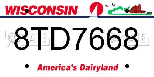8TD7668 Wisconsin License Plate