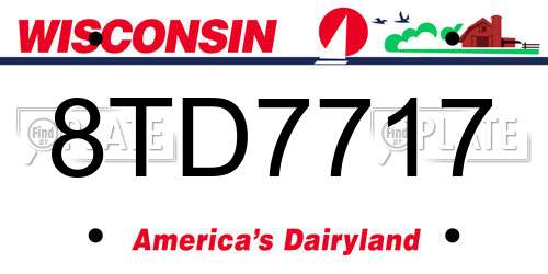 8TD7717 Wisconsin License Plate