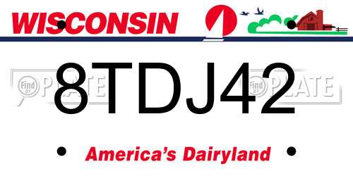 8TDJ42 Wisconsin License Plate