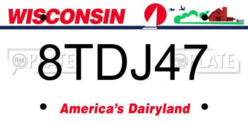 8TDJ47 Wisconsin License Plate