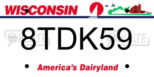 8TDK59 Wisconsin License Plate