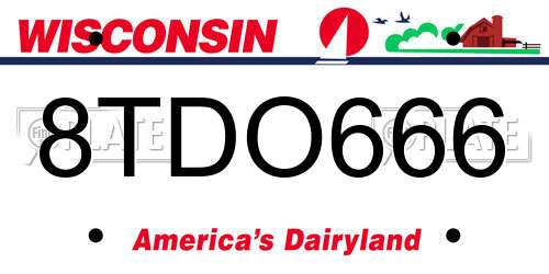 8TDO666 Wisconsin License Plate