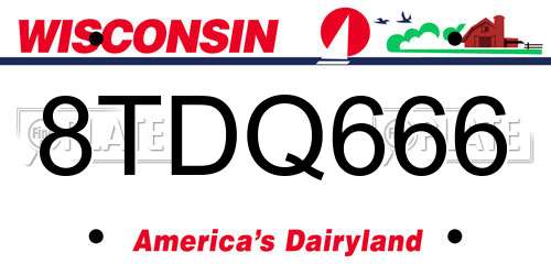8TDQ666 Wisconsin License Plate
