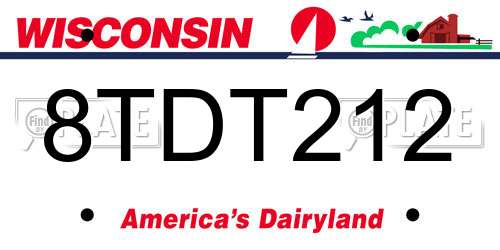 8TDT212 Wisconsin License Plate