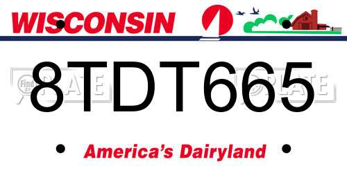 8TDT665 Wisconsin License Plate