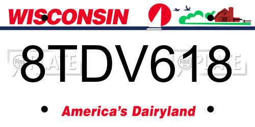 8TDV618 Wisconsin License Plate