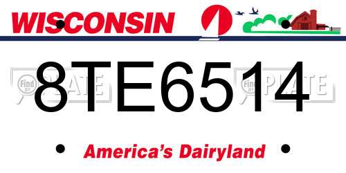 8TE6514 Wisconsin License Plate