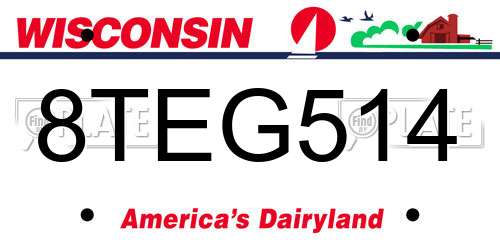 8TEG514 Wisconsin License Plate